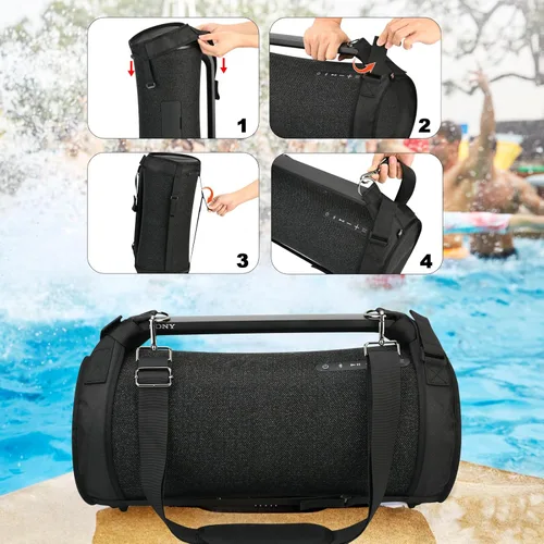 Miniatura 8 de Funda de transporte de viaje compatible con Sony SRS-XG500 X-Series Boombox portátil, dos lados de malla, funda protectora con correa para el hombro