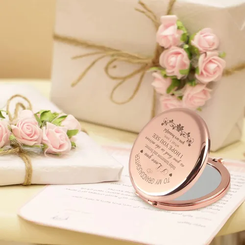 Miniatura 9 de GAOLZIUY Espejo compacto de maquillaje para nieta, regalos para nieta de la abuela y el abuelo, regalos de cumpleaños de Navidad para nietas adultas