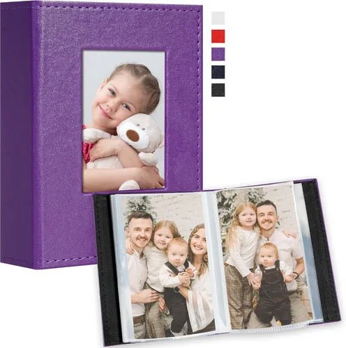 Miniatura 21 de Vienrose Álbum de fotos pequeño de 4 x 6 pulgadas, paquete de 2 mini libros de fotos con cubierta de cuero, 26 páginas con capacidad para 52