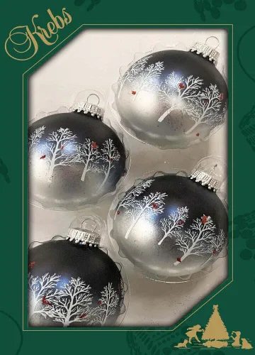 Miniatura 33 de Adornos de árbol de Navidad de vidrio - 67 mm/2.625" [4 piezas] Bolas decoradas de Adornos navideños sin costuras para colgar de Christmas by Krebs