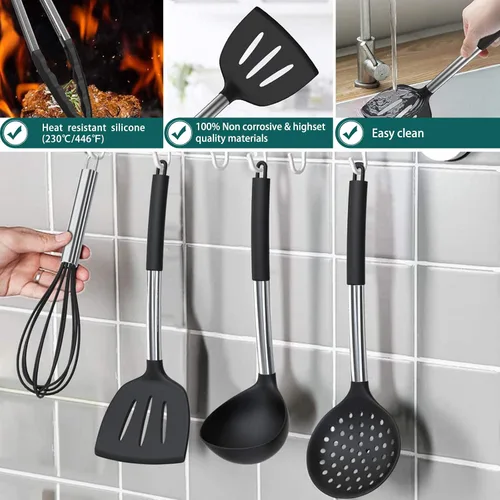 Miniatura 5 de Umite Chef - Juego de utensilios de cocina de silicona, 15 piezas, antiadherentes, los mejores utensilios de cocina de cocina con mango de acero