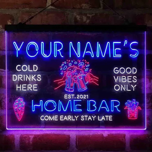 ADVPRO Tazas de cerveza personalizadas, letrero de luz LED de neón tricolor, una decoración artística única grabada en 3D | Nombre personalizado