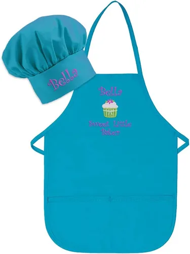 Miniatura 17 de Delantal bordado personalizado y sombrero de chef para niños y niñas, regalo divertido en la cocina (añade un juego de nombre, largo con sombrero)