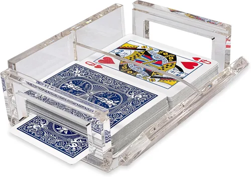 Miniatura 3 de La Canasta - Juego de bandeja para cartas con 2 barajas de cartas en caja acrílica con tapa deslizante y base giratoria, mantiene la pila de cartas