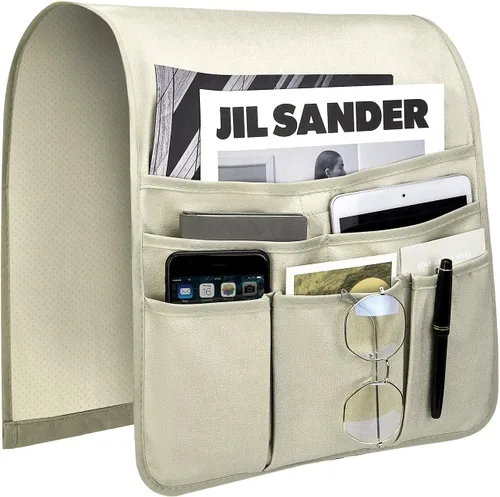 Miniatura 12 de Teniux Soporte para Control Remoto de Cuero Sintético Organizador de Reposabrazos con 6 Bolsillos para sillón reclinable sofá, Organizador de Sillón