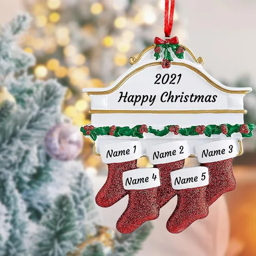 Miniatura 5 de Adornos de Navidad personalizados para familia de 2, adornos de Navidad familiares personalizados con nombres, decoraciones de Navidad