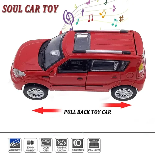 Miniatura 4 de Coches de juguete de fundición a presión, modelos de coches KIA Soul, coches de retroceso, juguete de coche con sonido y luz para niños de 3+ años
