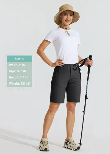Miniatura 5 de Willit Pantalones cortos largos de senderismo para mujer de 10 pulgadas, de secado rápido, atléticos, de verano, con bolsillos