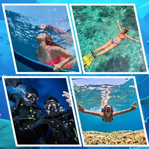 Miniatura 7 de Preboun 4 máscaras de buceo para adultos, antiempañamiento, sin fugas, gafas de snorkel para hombres y mujeres, gafas de natación panorámicas
