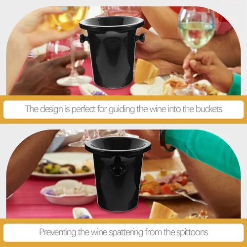 Miniatura 9 de Healifty Cata de vino Spittoon 2 piezas de cata de vino Spittoon Cubo de hielo negro con asas Cubos Spit Barriles de vino frío Barriles de vino Cubo
