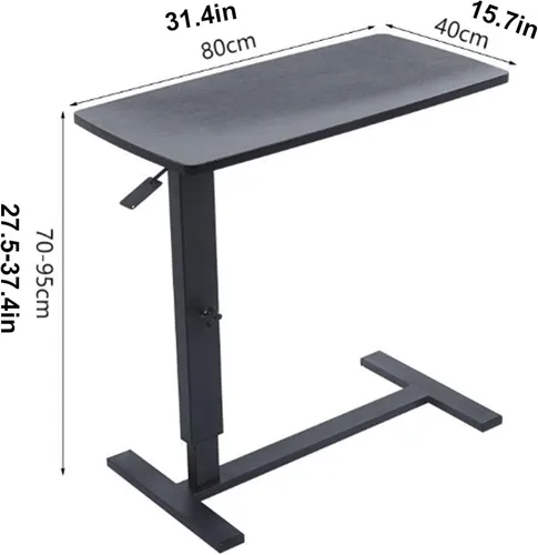 Miniatura 2 de Sude Table - Mesa auxiliar pequeña, mesa auxiliar movible, fácil de montar, resistente a los arañazos, altura ajustable, mesa de noche con ruedas