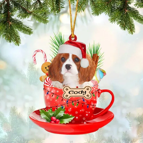 Miniatura 45 de NAZENTI Adorno personalizado de Alaskan Malamute en taza roja, adorno de Navidad personalizado para perros amantes de las mascotas, colgante