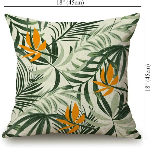 Miniatura 53 de Solekla Funda de almohada cuadrada de lino y algodón con flores blancas y negras, funda de cojín decorativa para sofá de 18 x 18 pulgadas Sl157