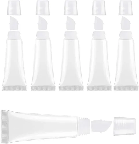 BlingKingdom 6 piezas de tubos de brillo labial de 0.27 fl oz transparentes y suaves, contenedores vacíos rellenables para bálsamo labial, tubos