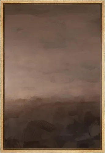 Miniatura 35 de SIGNFORD - Lienzo enmarcado para pared, arte de pintura grunge duotono blanco bronceado, trazos abstractos, formas ilustradas, arte moderno