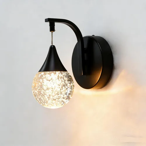 Miniatura 11 de Aplique de pared de luna para interiores, lámpara de pared de cristal, moderna, regulable, luz LED de pared para dormitorio, baño, sala de estar