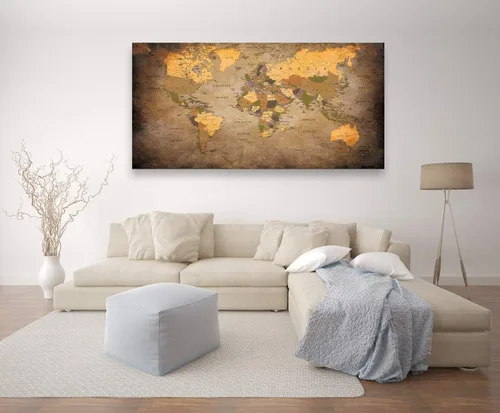 Miniatura 5 de B0550 - Póster de mapa del mundo, lienzo para pared, diseño moderno enmarcado del mundo, decoración de oficina en casa, mapas, impresiones