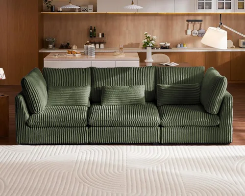 Miniatura 52 de Sofá Modular de Gran Tamaño, Sofá Seccional de Chenilla Nube Extra Profundo con Chaise Otomana, Sofá Esponjoso de Chenilla de 4 Plazas para Sala