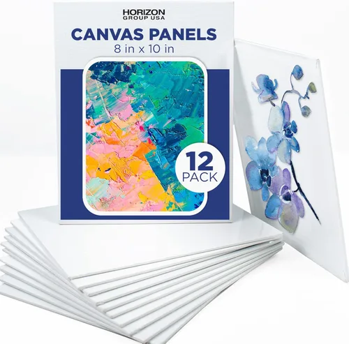 Horizon Group USA Paneles de lienzo de pintura de lona de 8 x 10 pulgadas / 20.32 x 25.4 cm. / paquete de 12 unidades, multicolor