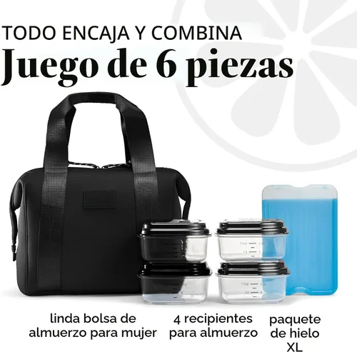Miniatura 2 de Fit & Fresh Remi - Lonchera de neopreno para mujer, kit de preparación de comidas con recipientes y bolsa de hielo XL, material autoaislante similar