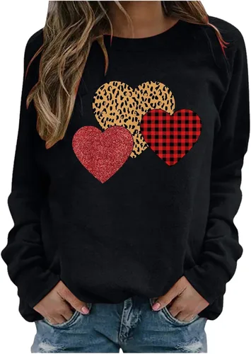Miniatura 25 de Sudadera de manga larga con estampado de leopardo y corazón para mujer, para el día de San Valentín, sin botones, para niñas, regalos