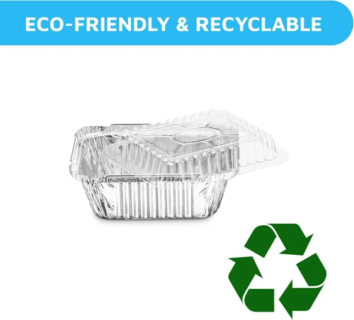 Miniatura 3 de MontoPack Bandejas Desechables para Llevar con Tapas Transparentes Recipientes de Alimentos de Papel de Aluminio con Capacidad de 1 lb con Sello