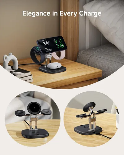 Miniatura 6 de Cargador rápido dual para Apple Watch 11, soporte de cargador inalámbrico magnético para iPhone Air/17 Pro Max/17 Pro/17/16/15/14, estación de carga