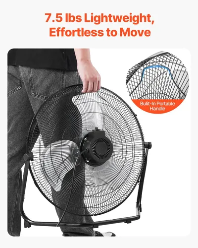 Miniatura 7 de VEVOR Ventilador de Piso, 3 Velocidades Alta Velocidad Trabajo Pesado Ventilador Industrial de 18 Pulgadas, 4000 CFM Inclinación Ajustable 360°