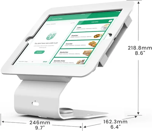 Miniatura 7 de Kiosk POS - Soporte para tablet compatible con iPad Air 1, Air 2, Pro 9.7, 5ª, 6ª, soporte para tableta de escritorio de negocios con base giratoria