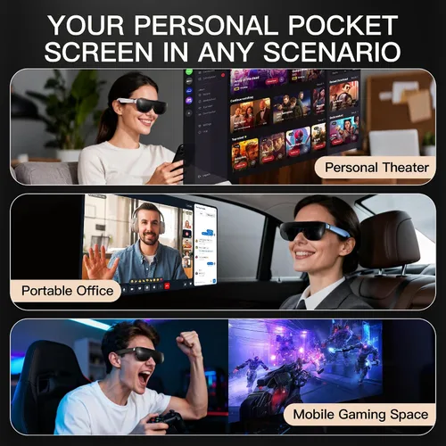 Miniatura 3 de AiRA XR/AR - Lentes con 160 pulgadas, 45°FOV, 120 Hz, 5000 liendres, ajuste miopía, lentes de pantalla de video de resolución ultra ancha para Negro