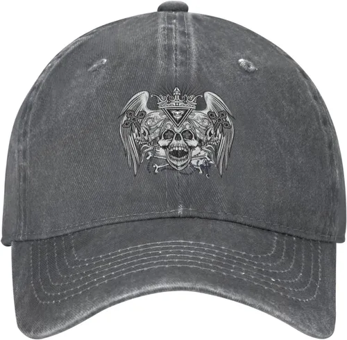 Miniatura 2 de Cowboy Hat Trendy Hats for Man and Women Djustable Four Season Outdoor Baseball Cap of Hell Skull with Angel Deep Heather