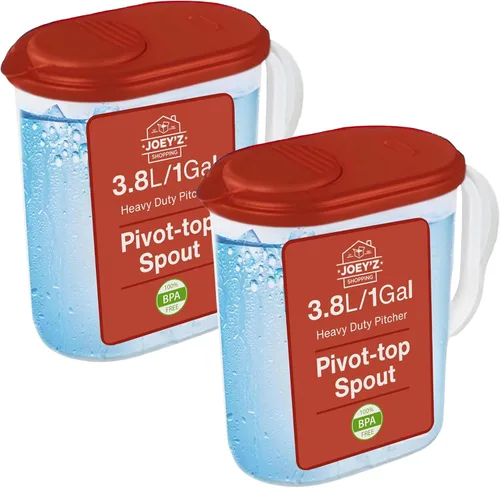 Miniatura 7 de Paquete de 2 jarras de agua con tapa y boquilla pivotante superior de 1 galón Diseño delgado para puerta de refrigerador, apto