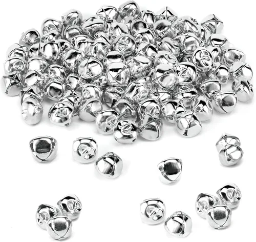 MCPINKY 170 cascabeles, mini campanas para manualidades, para decoraciones de regalos, bolsas de regalo de bricolaje, 0.5 pulgadas, color plateado