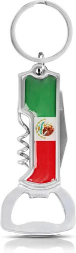 Miniatura 7 de Llavero multifuncional para abridor de botellas, llavero con sacacorchos, bandera de México, juego de 3 (sin nombre)