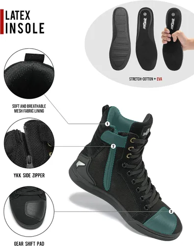 Miniatura 5 de BORLENI Botas de motocicleta para calle, zapatos de conducción antideslizantes, para senderismo al aire libre, trabajo, zapatos de trabajo