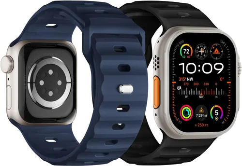 Miniatura 16 de Correa deportiva compatible con Apple Watch Ultra 2 Band de 1.929 in 1.811 in 1.772 in 1.732 in 1.654 in para hombres, correas de silicona suave