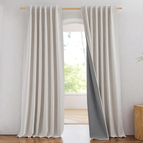 Miniatura 64 de NICETOWN Cortinas 100% opacas de 63 pulgadas de largo, 2 paneles de cortinas cortas con aislamiento térmico con forro para dormitorio, cortinas
