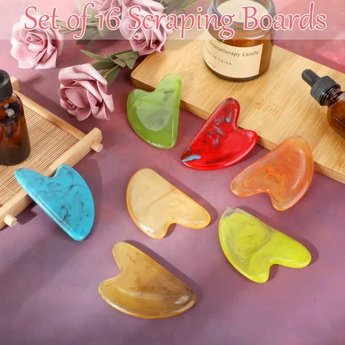 Miniatura 4 de Sherr 16 Uds Gua Sha Herramientas Faciales Gua Sha Stone Herramientas de masaje facial Masajeador facial para cuerpo Spa acupuntura aliviar