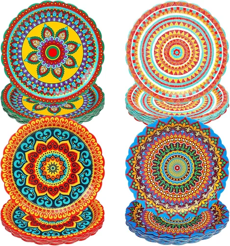 FoldTier 60 platos de papel mexicanos para fiesta de 9 pulgadas, para fiesta de Cinco de Mayo, platos desechables para fiestas de tacos, suministros
