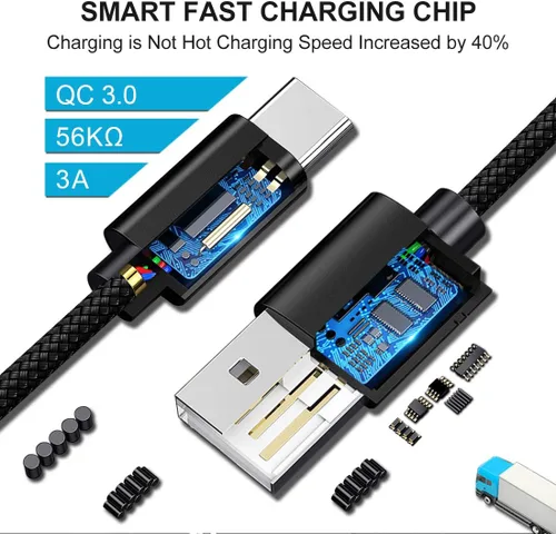 Miniatura 2 de CLEEFUN Cable USB C, cable USB a USB C trenzado, [paquete de 5, 3/3/6/6/10 pies] cargador tipo C cable de carga rápida para iPhone 16 15 Pro Negro