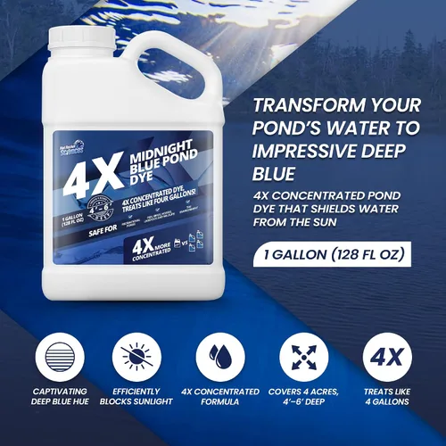 Miniatura 2 de Tinte azul medianoche para estanque de 1 galón, tinte concentrado de estanque azul, Aquashade de aspecto natural oscuro para hermosa agua del lago