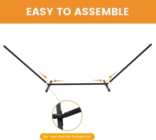 Miniatura 2 de Lazy Daze Hammocks Hamaca portátil de acero resistente de 15 pies con ganchos y cadenas para exteriores, patio, patio trasero, capacidad de 450 Negro