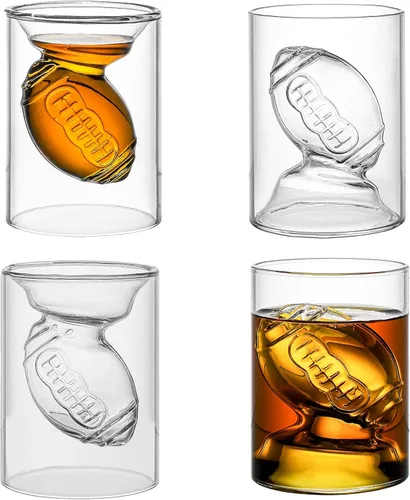 Miniatura 8 de JUEGO DE 6 - Vasos de chupito reversibles de fútbol americano 2 oz / 4.5 oz (Clásico) 2 oz / 4.5 oz, con forma de balón de fútbol americano