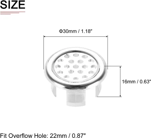 Miniatura 2 de DTGN Cubierta de desbordamiento para fregadero de 1.181 x 0.630 in (DxT) - Paquete de 12 - Bueno para fregadero de cocina de baño - Inserto