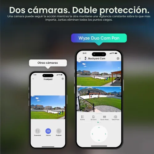 Miniatura 3 de WYZE Duo Cam Pan IP65 2K 360° Pan/Tilt Cámara de seguridad inteligente para el hogar con visión nocturna a color, compatible con Alexa y Google