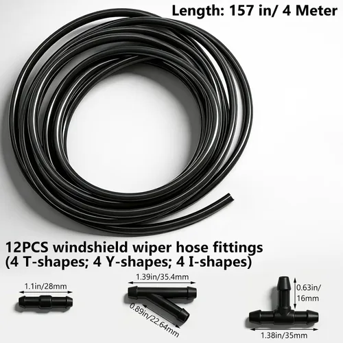 Miniatura 2 de Kit de manguera para limpiaparabrisas – Manguera de líquido de lavadora de 13.1 ft y 12 conectores de manguera, adecuado para la mayoría