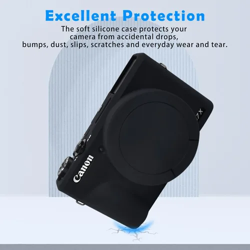 Miniatura 5 de Easy Hood Funda para cámara digital Canon Powershot G7 X Mark III, funda protectora de silicona suave con marcador de botón Funda extraíble