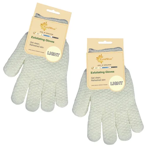 Miniatura 3 de Evridwear - Guantes exfoliantes de baño de doble textura para ducha, spa, masaje y exfoliantes corporales, elimina las células muertas de la piel