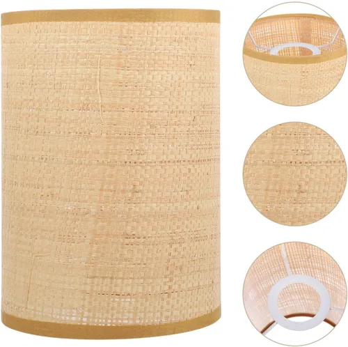 Miniatura 8 de Angoily Pantalla de lámpara de ratán tejida para lámparas de pie de mesa, pantalla de tambor rústica para decoración del hogar, accesorio