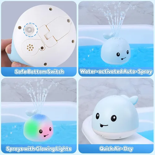 Miniatura 6 de Juguetes de baño para bebés de 1 a 3 años, juguetes de agua de piscina para bebés de 1, 2, 3 años, juguete de baño de ballena, juguete de baño